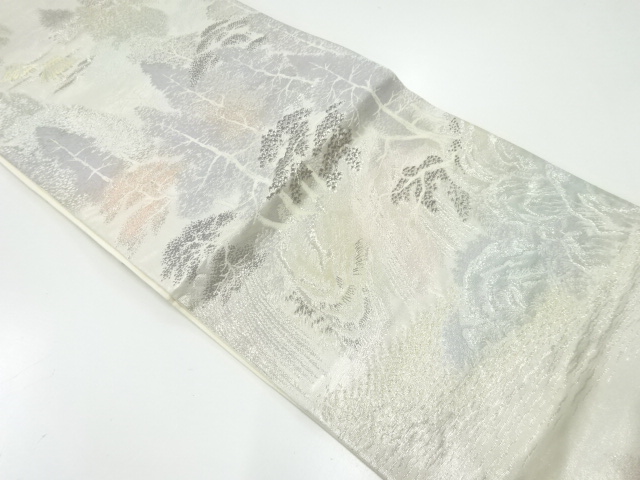 JAPANESE KIMONO / ANTIQUE FUKURO OBI / SILK / WOVEN WATERFALL SCENERY